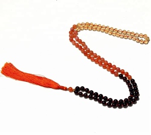 Collier Mala noué 108 perles rondes artisanales 3 pierres précieuses Chakra avec grenat Style classique unisexe pour les fêtes et les cadeaux - Product Image 2