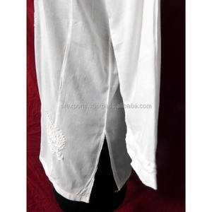 Tunique courte kurti brodée de poulet blanc, blouse en coton pour femmes, nouvelle collection - Product Image 2