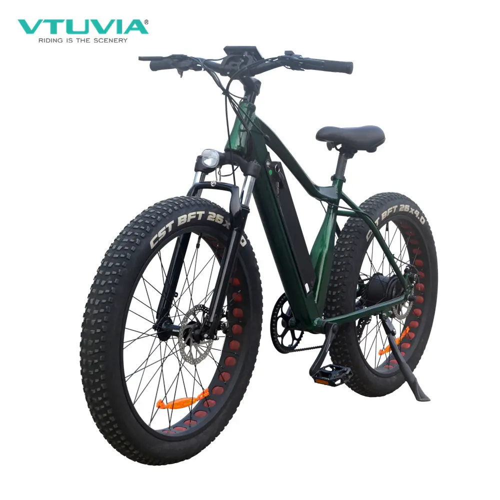 VTUVIA 26*4.0 fat tire 1:1 intelligent pedal assistant system PAS 250w beach electric bike with 7 Speed Shimano Derailleur