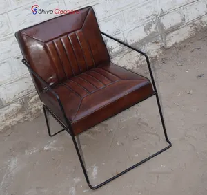 Canapé fauteuil Vintage en cuir de chèvre, design rétro industriel, meubles modernes