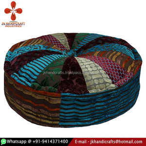 Indian Handmade Velvet Round Floor <b>Cushion</b> - Product Image 4