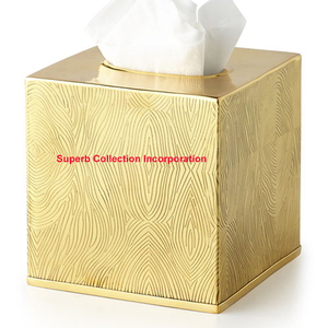 Boîte carrée en métal gaufré Papier de soie fabriqué en Inde en vente - Product Image 1