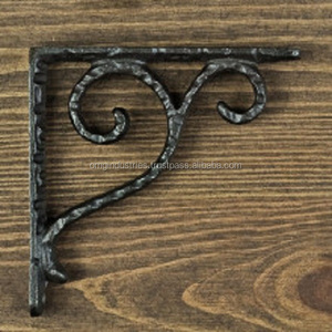 Support d'étagère robuste en fonte, structure simple, quincaillerie de mobilier, fixation murale, support d'étagère noir pour échafaudage - Product Image 5