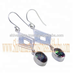 Pendientes de piedras preciosas de cuarzo místico natural hechos a mano joyería de plata de ley 925 otros pendientes finos - Product Image 2