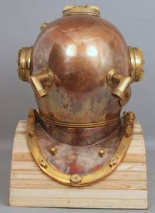 Casco de buceo náutico con BASE de madera antigua, forma redonda, logotipo personalizado - Product Image 4