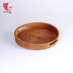 Bandeja de mimbre para servir, cesta de mimbre Natural, color marrón miel - Product Image 1