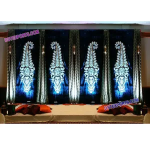 Magnifiques rideaux de fond de scène pour mariage indien, décoration de scène, motif paisley, matériau en velours, léger, taille personnalisée, États-Unis - Product Image 1