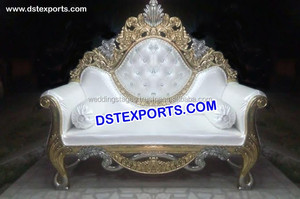 Dernier canapé de scène de mariage en bois sculpté doré exclusif Vente en gros de canapés de trône de mariage Fabricant de décorations de mariage - Product Image 4