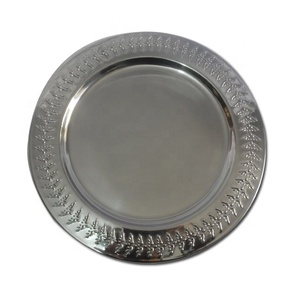 Vajilla de hotel Plato para servir Plato de cargador de diseño exclusivo Plato de servir comida redondeado niquelado - Product Image 5