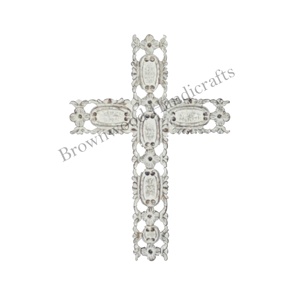 Croix religieuse en bois de qualité supérieure à la main motif sculpté Crucifix ornement suspendu décoration chrétienne excellente qualité pour la maison - Product Image 1