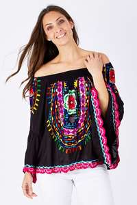 Exclusive <b>Summer</b> Boho Chic Lady Blouse <b>with</b> Bright Floral Embroidery Prettiest Relaxed Fit Bell <b>Sleeve</b> Casual <b>Dresses</b> for Women - Product Image 5