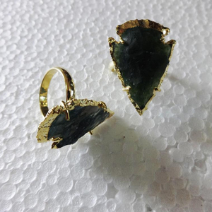 Wholesale Gemstone <b>Rings</b> : <b>Moss</b> <b>Agate</b> Arrowheads <b>Rings</b> - Product Image 1
