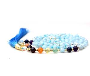 สร้อยคอลูกประคำลูกปัดมาลามาลาสำหรับภาวนาธิเบต7ชิ้นทำด้วยมืออความารีนเครื่องประดับอัญมณีแฟชั่นยอดนิยม - Product Image 6