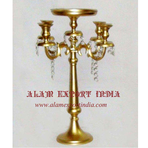 Awesome Quality Gold Finished Centerpiece Tabletop Crystal Wedding <b>Candelabra</b> Flower Plate on Top Decorate for Home Restaurants - Product Image 5