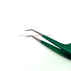 Pince à épiler en acier inoxydable de marque privée ensemble Logo personnalisé pince à épiler d'extension de cils de couleur verte scintillante - Product Image 3