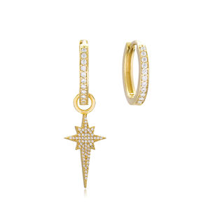 Pendientes colgantes chapados en oro de Estrella del Norte para mujer, joyería de plata de ley 925 hecha a mano - Product Image 1