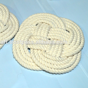 Nautical Rope Coaster hand-<b>tied</b> nautical rope coaster cotton rope coaster Handmade Happiness - Product Image 1