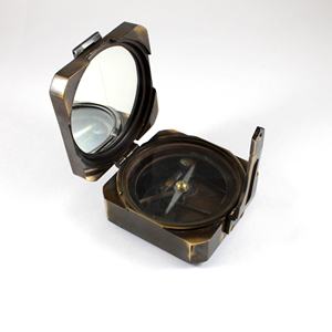 Cadran Solaire en Laiton de Style Nautique Antique, Boussole Finition Brunton en Alliage de Boîte en Bois, 2 Pouces - Product Image 1