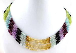 Collar Unisex de Piedras Preciosas de Turmalina Multicolor Natural con Cuentas Geométricas Microfacetadas de Calidad Fantástica, Estilo Religioso, América - Product Image 5