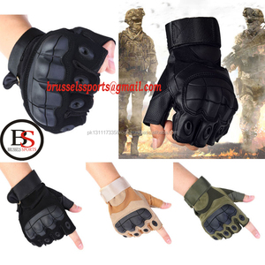 Gants tactiques sans doigts d'entraînement, gants tactiques en cuir à demi-doigt de couleur kaki avec logo personnalisé, vente en gros - Product Image 5