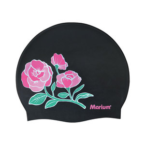 Gorros de natación de silicona con estampado floral personalizado - Product Image 1