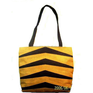 Lowellcraft Jute Shopping <b>Bag</b> Striped Yellow Black Shoulder Handle <b>Medium</b> <b>Size</b> From Delhi - Product Image 1