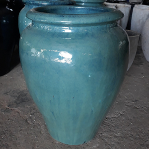 Maceta de Cerámica Esmaltada para Exteriores, Macetas para Flores, PC, Verde Azulado // Proveedor de Cerámica de Vietnam - Product Image 1