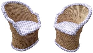 Juego de muebles de dormitorio de silla Bistro de cuero de ratán de 2 piezas de bambú de estilo francés para sala de estar comedor Bistro Cafe Office Modern - Product Image 4