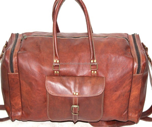 Real Goat Leather Vintage Style <b>Extra</b> <b>Large</b> Multi Travel <b>Luggage</b> Bag 26" Inch - Product Image 2