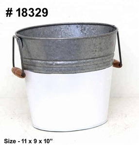 Bouteille de bière en métal galvanisé ronde personnalisée refroidisseur de vin baignoire de fête en émail ensemble de 3 seaux à glace en acier inoxydable bicolore - Product Image 3