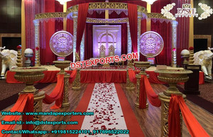 Impresionante boda Golden Mandap Set Indian Wedding Mandap Setup Fabricante Nuevo diseño Asequible Wedding Mandap Venta Australia - Product Image 5