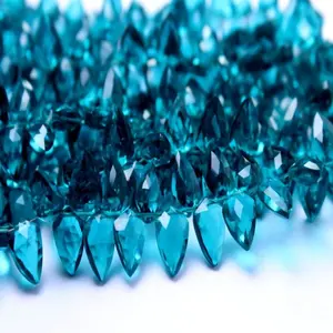 Perline sfaccettate al quarzo blu a forma di fantasia da circa 8 pollici
