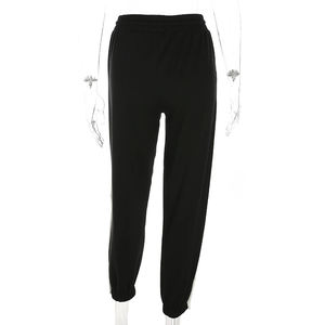 Nouveau design streetwear, pantalon long droit à cordon de serrage, taille haute, respirant, séchage rapide, grande taille, polyester/coton pour femmes - Product Image 4