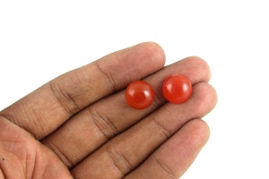 Cabujones de Calcedonia Natural para mujer, 4 pares de piedras preciosas de color naranja con forma redonda, cabujones lisos de espalda plana, joyería hecha a mano - Product Image 6