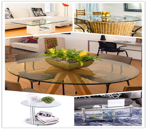 Bàn Cà Phê Cao Cấp Đồ Nội Thất Rõ Ràng Hình Bầu Dục Kính Bảng <span class=keywords><strong>Top</strong></span> Với Cạnh Phẳng Đánh Bóng Hiện Đại Đơn Giản Phong Cách - Product Image 5