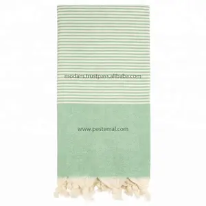 Toallas de Baño Turcas Auténticas Anudadas a Mano al por Mayor, Peshtemals con Rayas y Dos Colores de Proveedores Confiables, 100% Algodón - Product Image 1