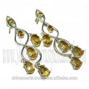 Handmade 925 Sterling <b>Silver</b> <b>Stud</b> Earring With Citrine Gemstone Fancy Jewelry For Parties And Anniversaries Jewelry Manufacturer - Product Image 2