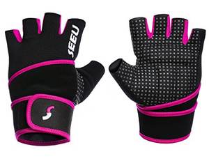 Guantes de Fitness de medio dedo para gimnasio Neopreno y Spandex con soporte para muñeca Guantes de cuero para levantamiento de pesas para deportes y ciclismo - Product Image 1