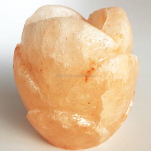 Beauti & Healthful Lámpara de sal de capullo de flor de Feng Shui hecha a mano, sal del Himalaya tallada por Sian Enterprises - Product Image 4