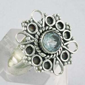 Más lindo diseño Floral Topacio Azul piedra preciosa 925 anillo de plata esterlina joyería nuevo diseño anillo de mujer - Product Image 1