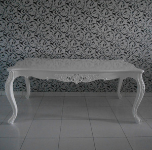 Muebles de madera para el hogar e interior-mueble de mesa de comedor tallado en blanco de caoba estilo francés. - Product Image 3