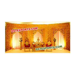 Murs peints en fibres dorées sculptées de scène de mariage, panneau d'arrière-plan pour conception de mariage, nouveau Design, 100 pièces - Product Image 1