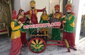 Punjabi-Sangeet de cultura, estatuas de escenario, decoración de boda, entrada de fibra - Product Image 4