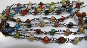 Cuentas De Rosario de circón facetadas multicolor de 3-4mm, cadena de cuentas CZ con accesorios de joyería de alambre, modelo indio YH0102SE - Product Image 5