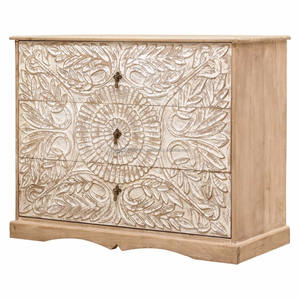 En Bois Massif rustique Trois Tiroirs Sculpté buffet bois de manguier sculpté buffet de rangement armoire lingerie commode - Product Image 1