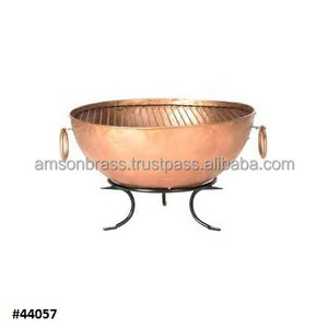 Pozo de fuego de cobre puro de metal con soporte Cuenco de cobre martillado Pozo de fuego simple para picnic Calentador de jardín al aire libre - Product Image 5