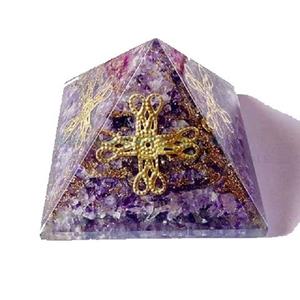 Pirámide de orgón amatista con flor con protección de Chakra Piedra Natural Reiki cristal curativo suministro mayorista - Product Image 1