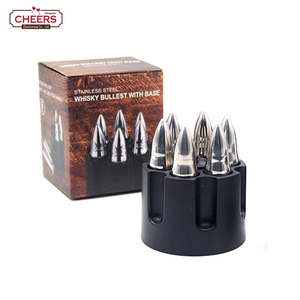 Directo de fábrica de acero inoxidable en forma de bala piedras del whisky, whisky Bullet piedras <span class=keywords><strong>con</strong></span> Base, bala de hielo cubos - Product Image 6