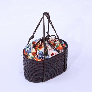 VINACRAFT JSC de Vietnam, bolso de mano de mimbre elegante de bambú marrón para mujer a la moda, funda con forro de lino tejido, dos bolsos hechos a mano - Product Image 2