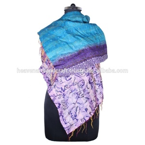 Kantha ผ้าพันคอผ้าไหมทำงานแฮนด์เมดสไตล์วินเทจผ้าพันคอสไตล์อินเทรนด์สำหรับเด็กผู้หญิงผ้าพันคอ SC1202วินเทจผ้าคอตตอนเย็บมือ - Product Image 2